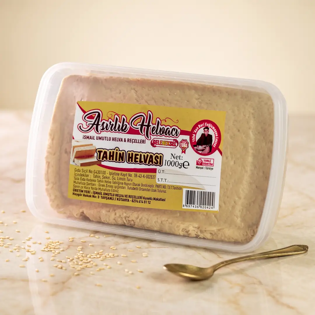 Geleneksel Sade Tahin Helvası 1 Kg - Taş Değirmen & Doğal Pancar Şekeri