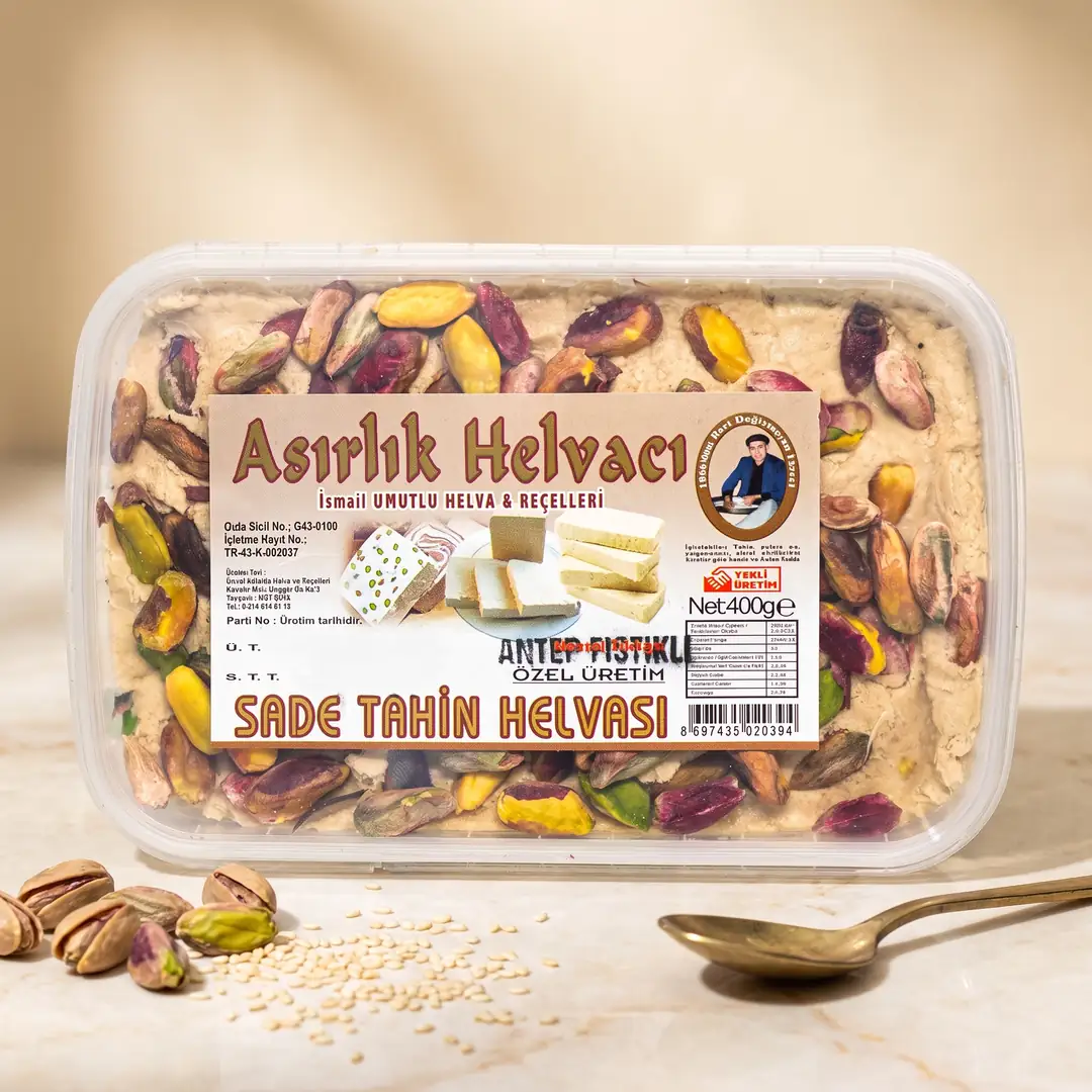 Antep Fıstıklı Tahin Helvası 400g - Bol Fıstıklı Taş Değirmen